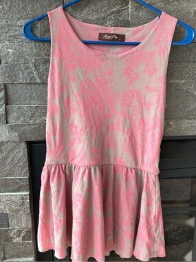 Sweet Pea by Staci Frati Mesh Sleeveless Peplum Top w/ Hot Pink Floral Designs